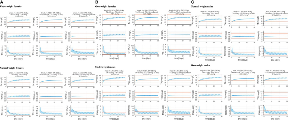 Personalized and Optimized Mono- and Combined Thyroid Hormone Replacement Therapies in Male and Female Hypothyroid Patients with Different BMIs using p-THYROSIM - Medicine Innovates